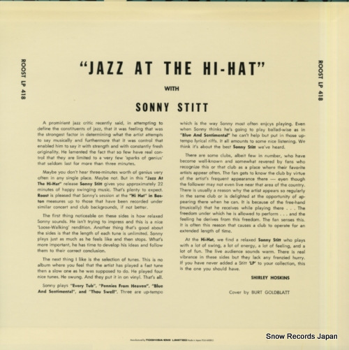 STITT, SONNY jazz at the hi-hat with sonny stitt TOJJ-6028