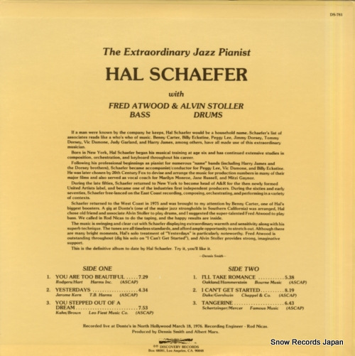 SCHAEFER, HAL the extraordinary jazz pianist DS-781