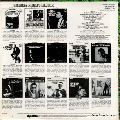 PRIDE, CHARLEY i'm just me LSP-4560 - back cover