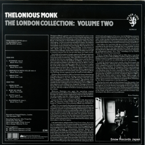 MONK, THELONIOUS the london collection volume two BLP60116