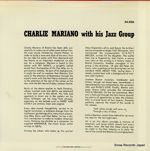 MARIANO, CHARLIE charlie mariano with his jazz group TOJJ-6021
