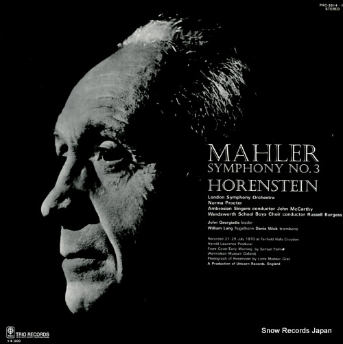 HORENSTEIN, JASCHA mahler; symphony no.3 PAC-3514-15
