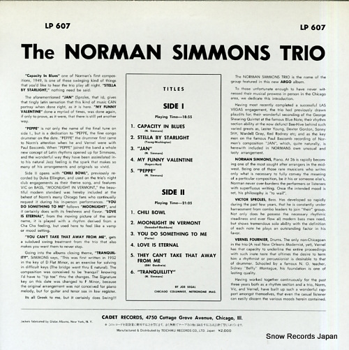 SIMMONS, NORMAN the norman simmons trio UPS-2233-BC