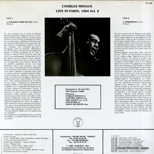 MINGUS, CHARLES live in paris 1964 vol.2 FC110