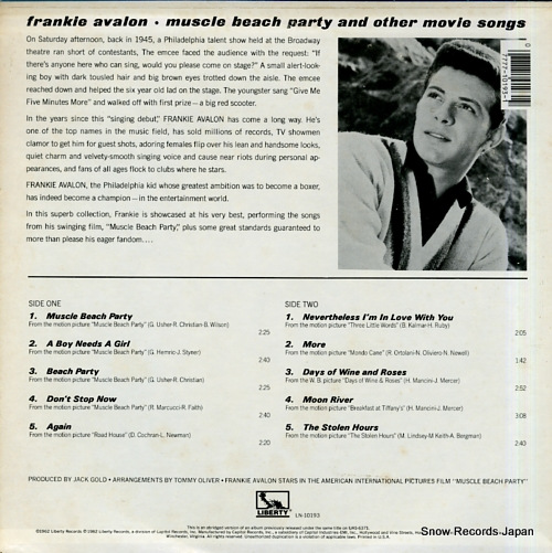 AVALON, FRANKIE muscle beach party LN-10193