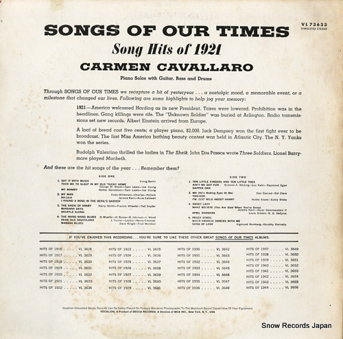 CAVALLARO, CARMEN songs of our times VL73633
