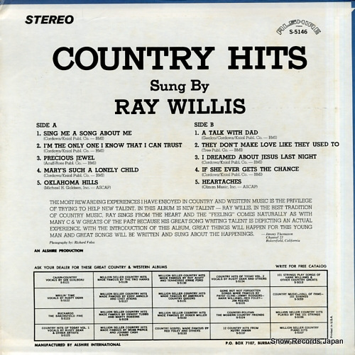 WILLIS, RAY country hits S-5146
