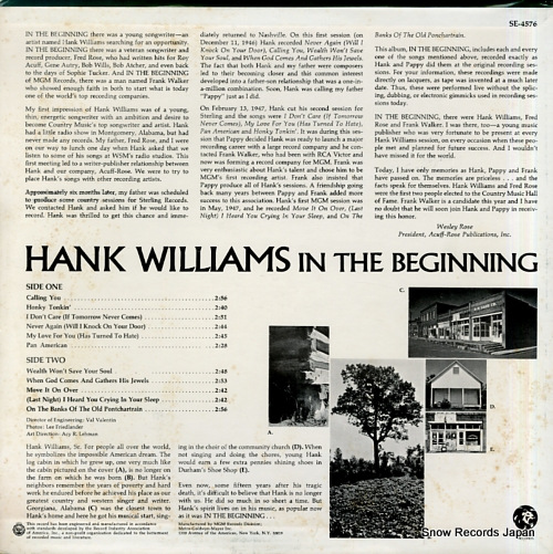 WILLIAMS, HANK in the beginning SE-4576