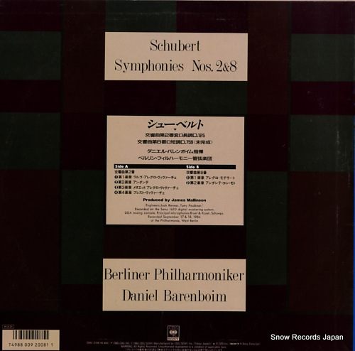 BARENBOIM, DANIEL schubert; symphonies nos.2&8 28AC2108