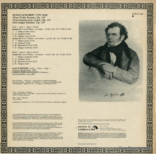 SCHRODER, JAAP schubert; three violin sonatas op.137 DSLO565