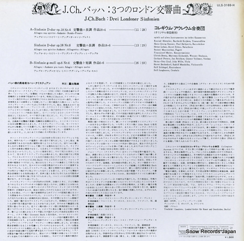 COLLEGIUM AUREUM bach; drei londoner sinfonien ULS-3169-H