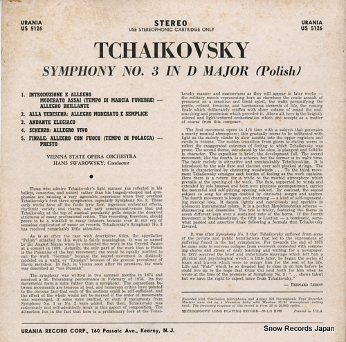 SWAROWSKY, HANS tchaikovsky; symphony no.3 in d major US5126