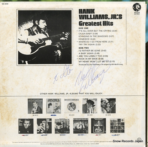 WILLIAMS, HANK, JR. greatest hits SE-4656