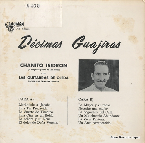 ISIDRON, CHANITO decimas guajiras vol.1 RLP55516 - back cover
