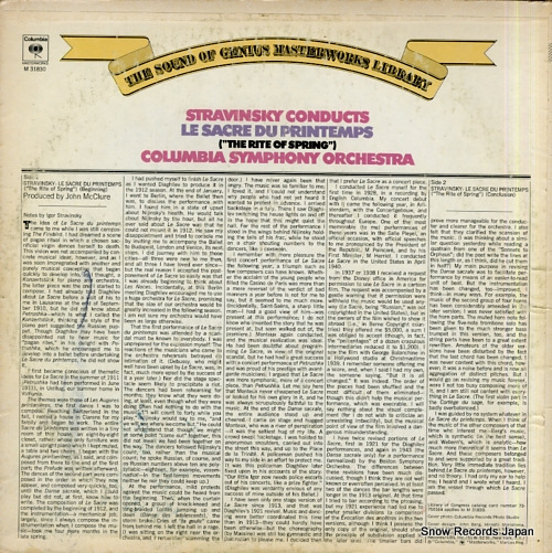 STRAVINSKY, IGOR stravinsky; le sacre du printemps M31830