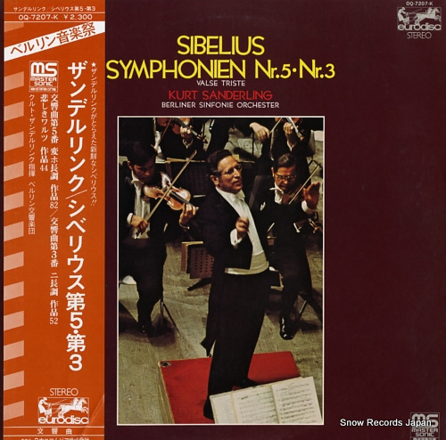 SANDERLING, KURT sibelius; symphonien nr.5 & nr.3 OQ-7207-K