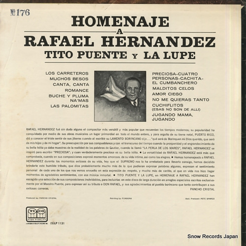 PUENTE, TITO, AND LA LUPE homenaje a rafael hernandez (S)LP1131 / TRSLP-1131