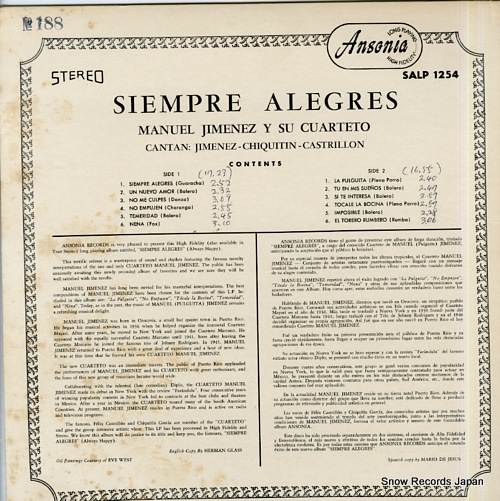 JIMENEZ, MANUEL siempre alegres SALP1254