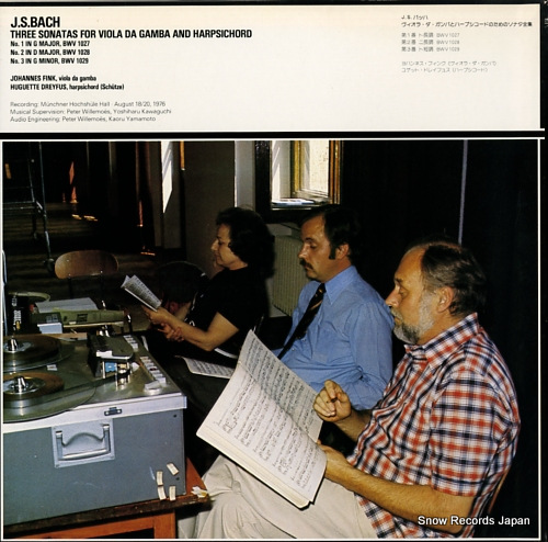 FINK, JOHANNES AND HUGUETTE DREYFUS bach; three sonatas for viola da gamba & harpsichord OX-7117-ND