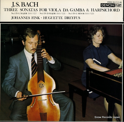 FINK, JOHANNES AND HUGUETTE DREYFUS bach; three sonatas for viola da gamba & harpsichord OX-7117-ND