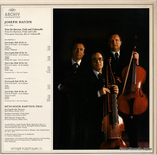 MUNCHNER BARYTON -TRIO haydn; trios fur baryton,viola und violoncello MA5134