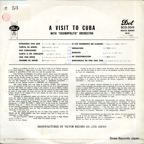 COSMOPOLITA ORCHESTA a visit to cuba SCO-5012