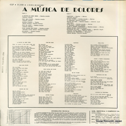 DURAN, DOLORES a musica de dolores CLP11.133