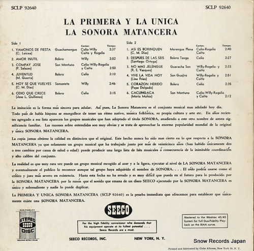 SONORA MATANCERA la primera y la unica SCLP92640