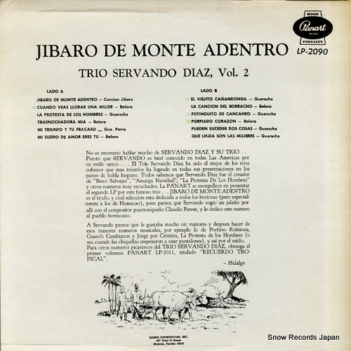 TRIO SERVANDO DIAZ jibaro de monte adentro / vol.2 LP-2090