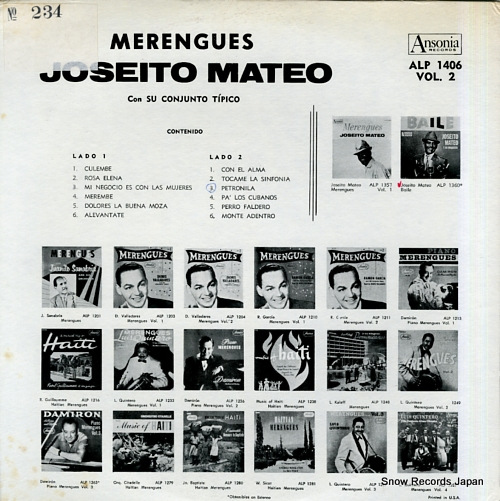 MATEO, JOSEITO merengues ALP1406 - back cover