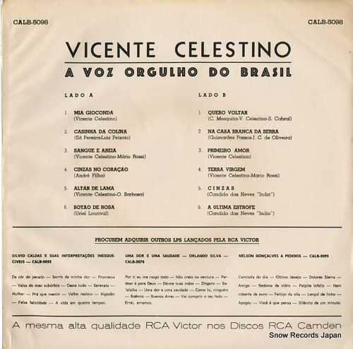 CELESTINO, VICENTE a voz orgulho do brasil CALB-5098 - back cover