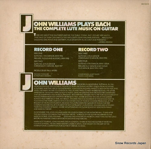 WILLIAMS, JOHN the complete lute music on guitar M2-33510 - back cover