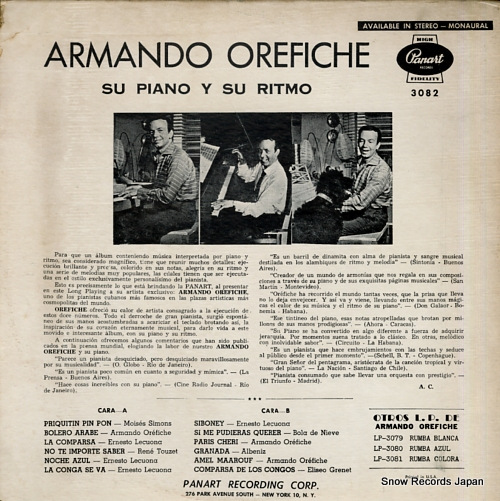 OREFICHE, ARMANDO armando orefiche su piano y su ritmo ST-3082
