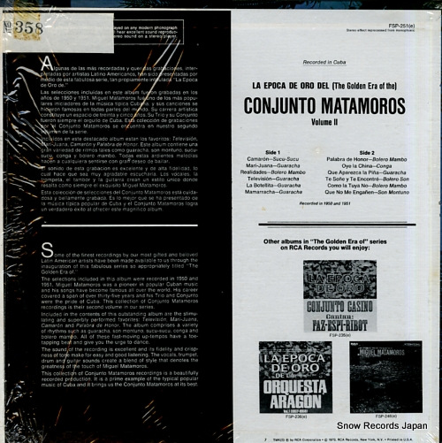 CONJUNTO MATAMOROS la epoca de oro del volume 2 (1950-1951) FSP-251(E)