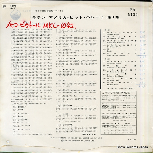 MUZOS, RAFAEL exitos de latino america vol.1 RA5105 - back cover