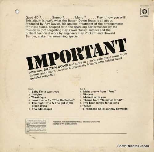 BUTTON DOWN BRASS, THE the real sound of the button down brass QUAD1009