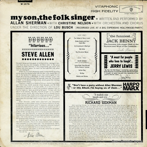 SHERMAN, ALLAN my son, the folk singer W1475 - back cover