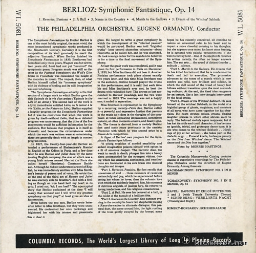 ORMANDY, EUGENE berlioz; symphonie fantastique op.14 WL5081 - back cover