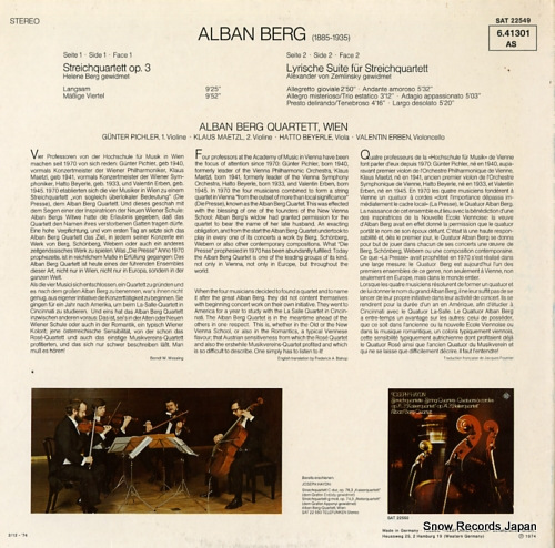 BERG, ALBAN, QUARTETT, WIEN streichquartett op.3/lyrische suite fur streichquartett 6.41301
