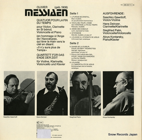 MESSIAEN, OLIVER quatuor pour la fin du temps 1C065-99711Q