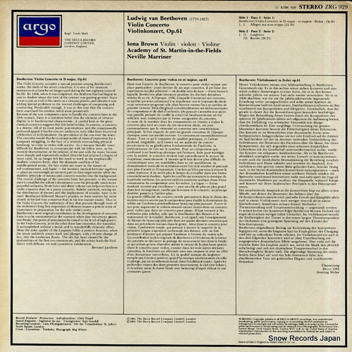 ʡ֥饦 beethoven; violin concerto op.61 ZRG929