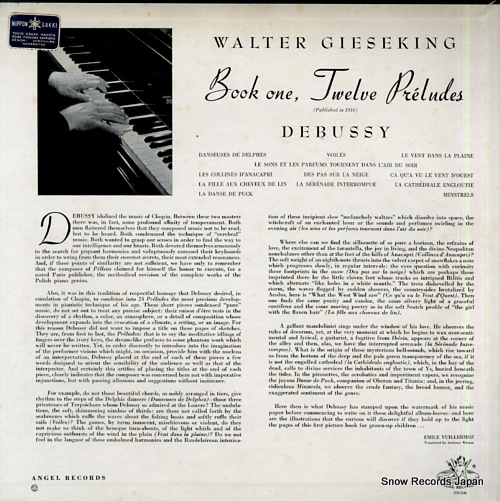 GIESEKING, WALTER debussy; preludes book 1 ANG.35066