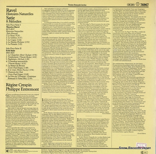 CRESPIN, REGINE ravel; histoires naturelles 76967