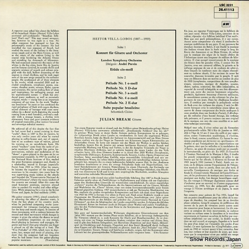 BREAM, JULIAN villa-lobos; guitar concerto 26.41113
