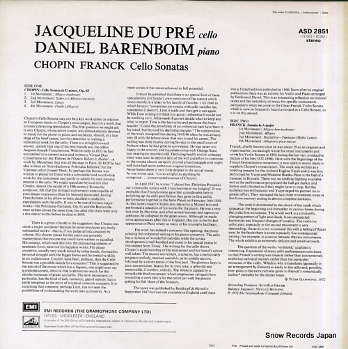 DU PRE, JACQUELINE chopin / franck; cello sonatas ASD2851