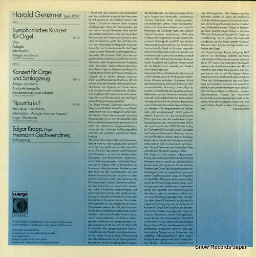KRAPP, EDGAR harald genzmer; symphonisches konzert fur orgel WER60082