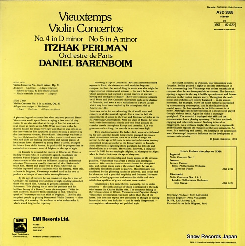 PERLMAN, ITZHAK vieuxtmps; violin concertos no.4 & no.5 ASD3555
