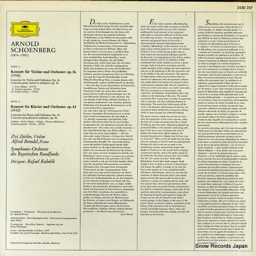 KUBELIK, RAFAEL schonberg; violin concerto / piano concerto 2530257 - back cover