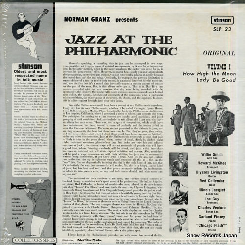 JAZZ AT THE PHILHARMONIC volume 1 SLP23