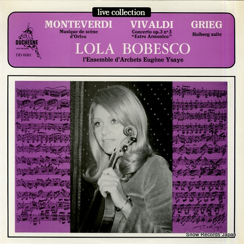 BOBESCO, LOLA monteverdi; musique de scene d'orfeo DD6081